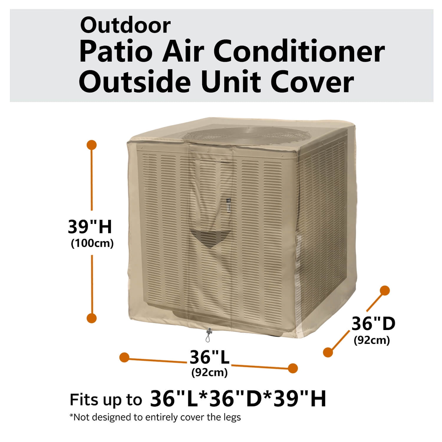 Flexiyard Air Conditioner Covers for Outside Units - 36 x 36 Inch Outdoor Central AC Cover with Waterproof 600D Durable Canvas, Square Universal Patio Furniture Cover (36"L x 36"W x 39"H)