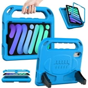 AVAWO Kids Case for New iPad Mini 6 (8.3 inch 2021 Release), iPad Mini 6th Generation Case with Built-in Screen Protector, Shockproof Lightweight Handle Stand Kids Case for iPad Mini 6 8.3”, Blue