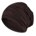 thumbnail image 2 of Knitted Hat Striped Baggy Slouchy Thin Breathable Windproof Solid Color Spring Autumn Women Men Beanie Skull Cap for Outdoor,Coffee, 2 of 8