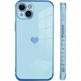 thumbnail image 4 of Compatible with iPhone 13 Case Love Heart Plating Electroplate Luxury Elegant Case Camera Protector Soft TPU Shockproof Protective Corner Back Cover iPhone 13 Case -Blue, 4 of 10
