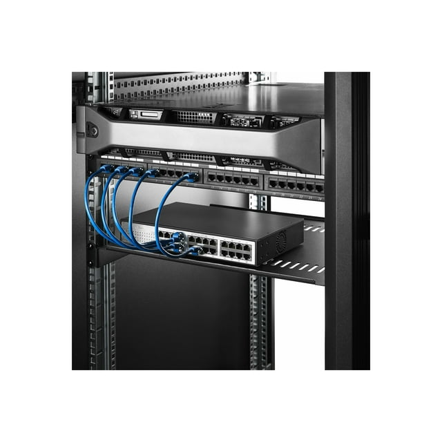 StarTech.com 2-Pack 1U Server Rack Shelf, Vented, 44lb Capacity, 16" Deep (CABSHELF116V2PK) - Rack shelf - black - 1U - 19" (pack of 2)