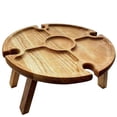 thumbnail image 1 of Snack Mesa De Madera Alta Capacidad De Carga Copa De Vino Soporte De Madera Soporte De Vino Portátil Escritorio Redondo Para Acampar Picnic Al Aire Libre 5 Compartimentos Yuarrent HA013184-00, 1 of 7