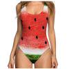 thumbnail image 1 of Maillot de Bain pour Femmes Mode Maillot de Bain une Pièce Sans Manches Imprimé Ensemble Bikini Rehausseur Rembourré Maillot de Bain Tenue de Plage Rouge m, 1 of 4
