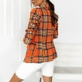 thumbnail image 4 of UPPADA Flannel Shirts for Women Button up Plaid Shirt Long Pocketed Shacket Jacket Coat Long Sleeve Business Casual Tops for Women Orange,M, 4 of 5