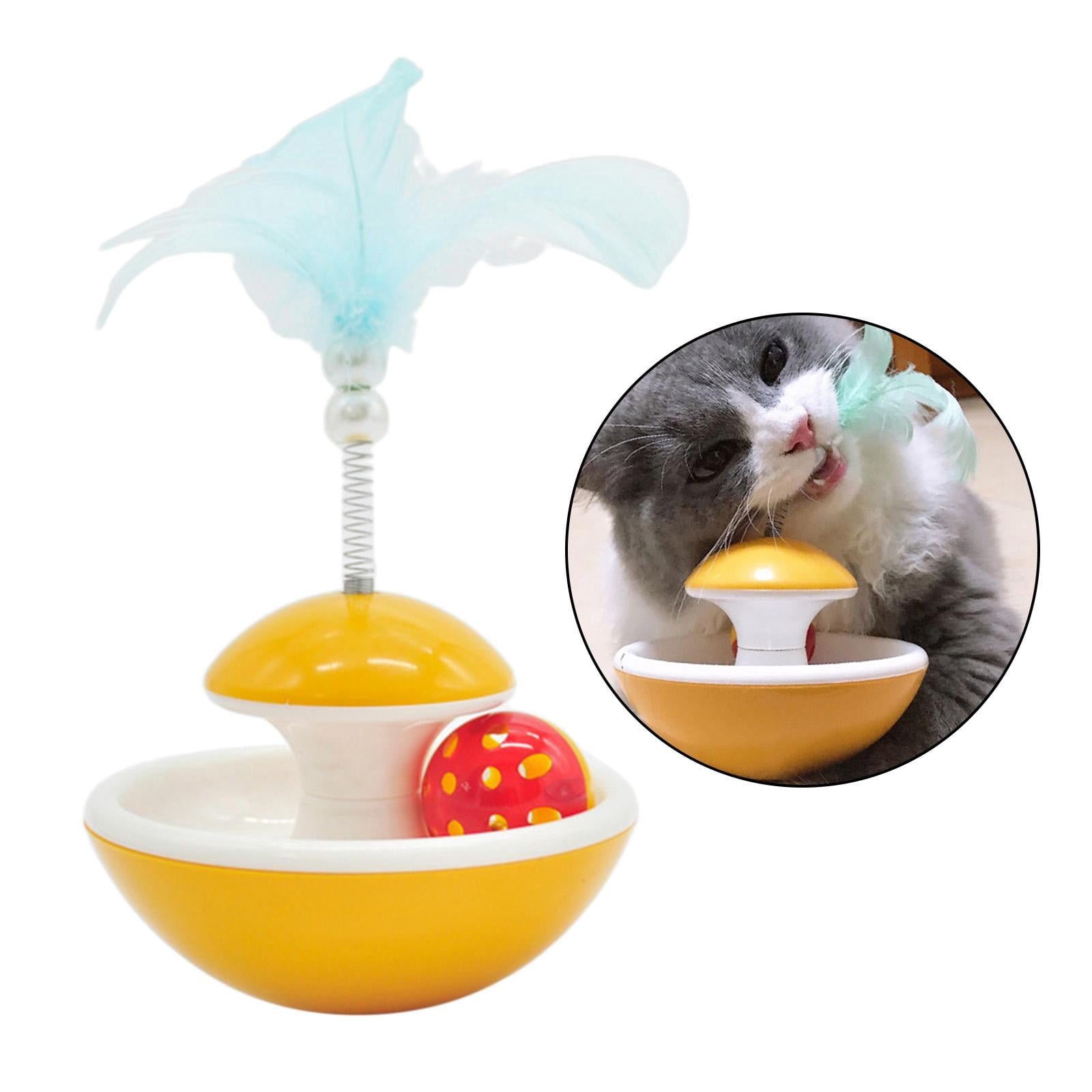 Serenable 2xInteractive Cat Teaser Toys Feather Ball for Exercising Yellow