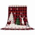 thumbnail image 2 of Christmas Red Throw Flannel Blanket 50x80In Black Plaid Reindeer Xmas Tree Silhouette Super Soft Cozy Bed Blanket, Lightweight Plush Fuzzy Bed Throw for Bedroom Sofa Couch Living Room, 2 of 4