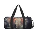 thumbnail image 3 of Rocae Elephant in Smoke Print Round Travel Duffel Bag and Fitness Bag, Women's Waterproof Weekend Tote, Men's Travel and Fitness Essentials, 3 of 8