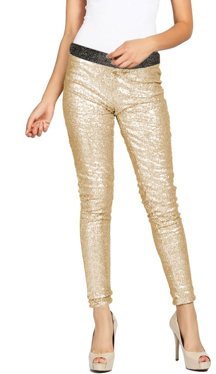Sequin Sparkle Dance Leggings Gold 