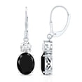 thumbnail image 3 of Rosec Jewels Oval Shape Lab Grown Black Diamond Drop Earrings with Moissanite for Women - 8 Carat, 14K White Gold, 3 of 6