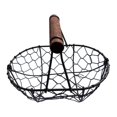 thumbnail image 2 of Cesta de alambre para huevos con asa de madera, cesta rústica para aperitivos, cesta para guardar cosas en la cocina. Café, 2 of 7