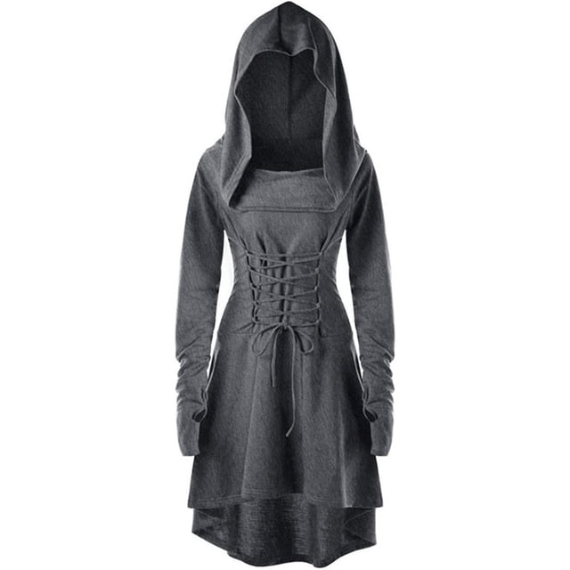 Vestido gótico de mujer, ropa medieval, disfraz de Halloween, vestido renacentista con capucha para carnaval de Halloween