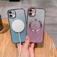 thumbnail image 6 of Compatible with iPhone 12 Magnetic Gardient Glitter Case, Plating Bling Cute Case with MagSafe for Women Girls Full Camera Protector Back Cover for iPhone 12 6.1'' Pink, 6 of 11