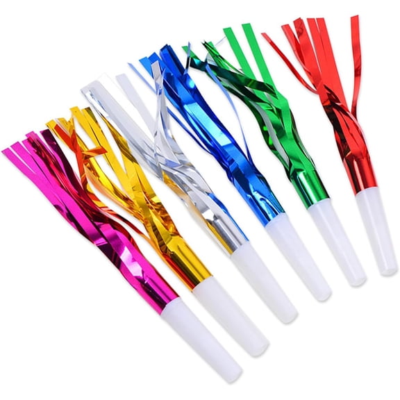 36 Pcs Colorful Noise Makers, Party Horns Blowers For Adults And Kids, Glitter Metallic Fringed Party Whistles, Graduation Party Noise Maker, For Birthday Party, New Years, Party Favor Supplies