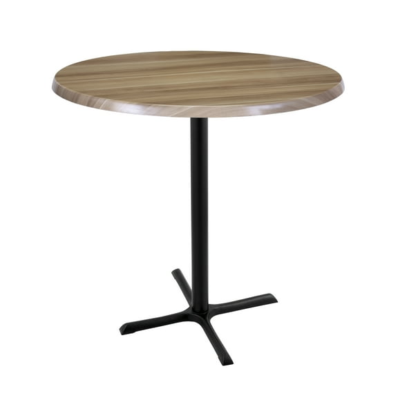 Indoor/Outdoor 42" Tall OD211 Black Table Base with 30" x 30" Foot and 36" Diameter Indoor/Outdoor Natural Top by the Holland Bar Stool Co.
