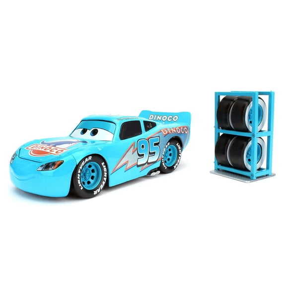 Disney Pixar Cars 1:24 Dinoco Lightning McQueen Die-cast Car with Tire Rack Play Vehicles
