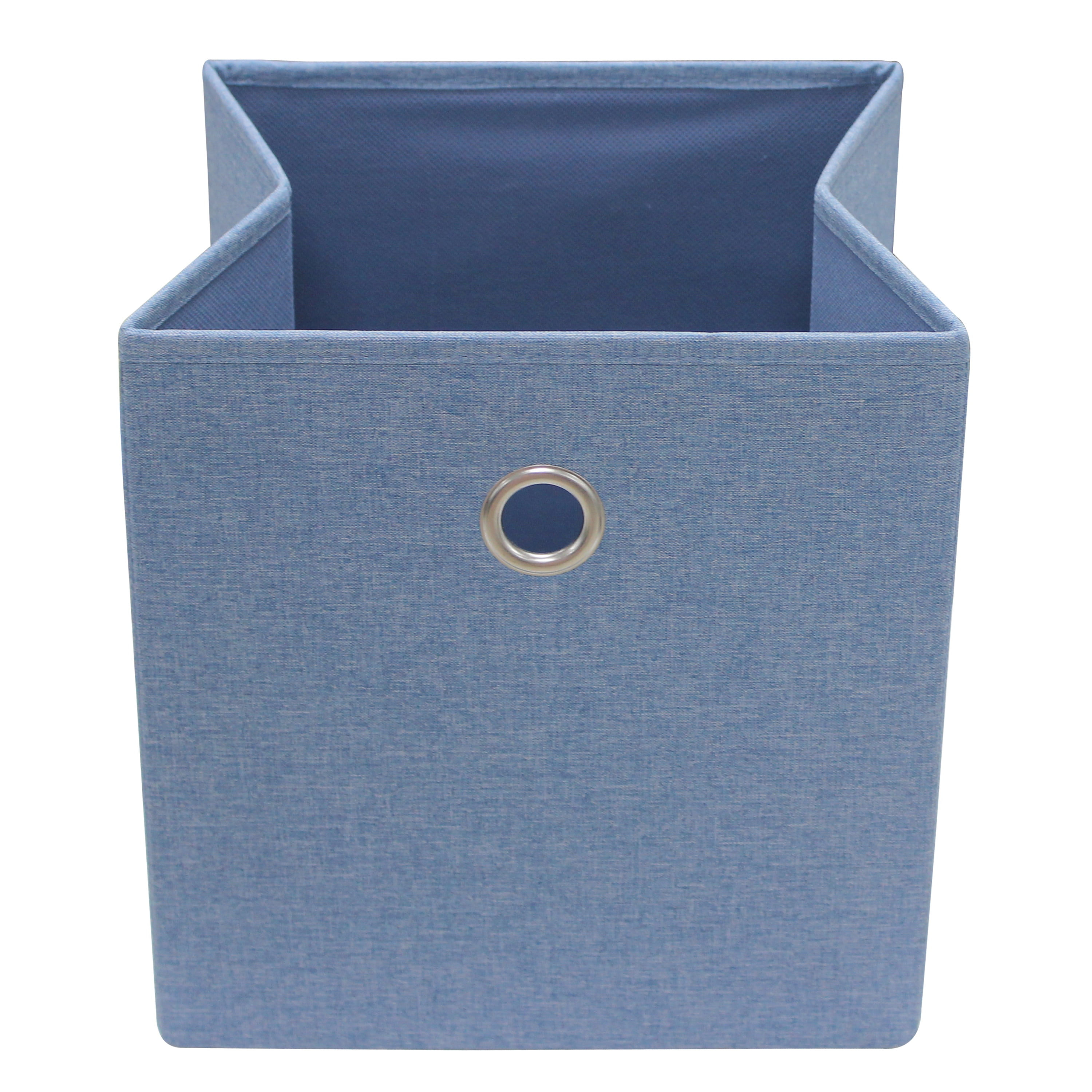 Mainstays Collapsible Fabric Cube Storage Bins (10.5" x 10.5"), 4 Pack, Indigo