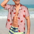 thumbnail image 5 of Lsque Cute Strawberry C pattern Hawaiian Shirt for Men, Unisex Summer Beach Casual Short Sleeve Button Down Shirts-Large, 5 of 9
