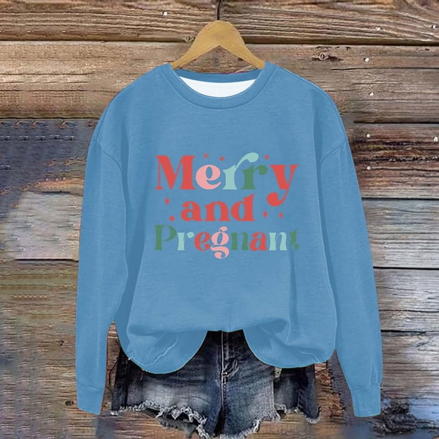 EGNMCR Chandail en Molleton de Noël Col Rond Imprimé Ample Manches Longues Sans Capuche