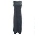 thumbnail image 4 of Maplenight Womens Summer Linen Dresses Beach Vacation Maxi Dress Solid Crew Neck Sleeveless Sundresses, 4 of 6
