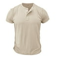 thumbnail image 2 of Mens Henley T-shirts Cotton Short Sleeve Shirts Solid Color Casual Slim Fit Summer Tops for Everyday Wear, 2 of 6