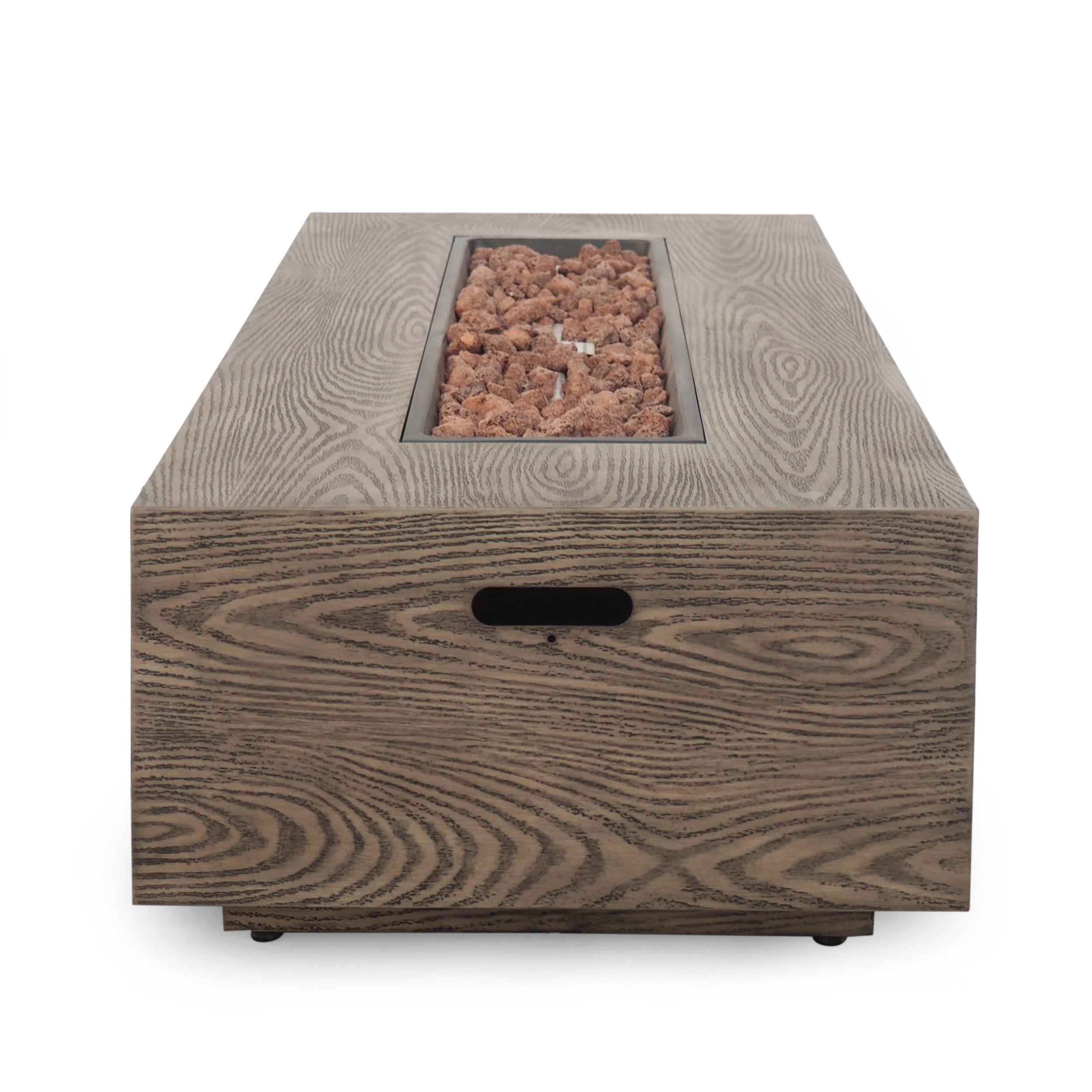 Mayfair Metal Outdoor 50,000 BTU Rectangular Fire Pit (No Tank Holder), Brown Wood Pattern
