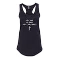 thumbnail image 2 of Wild Bobby, He Came He Saw He Conquered Inspirational/Christian Women Racerback Tank Top, Black, Small, 2 of 6