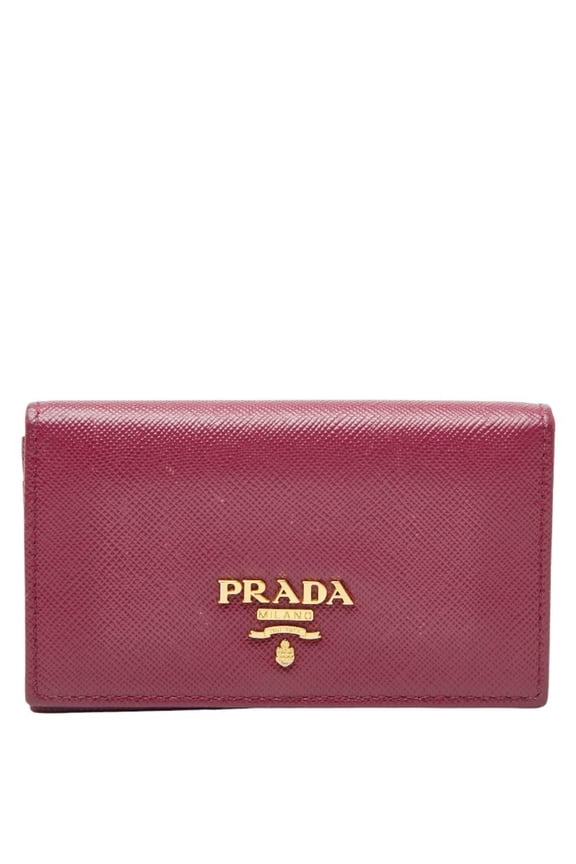 Pre-Owned Prada wallet/coin case/pass case in purple Saffiano leather for women (Good)