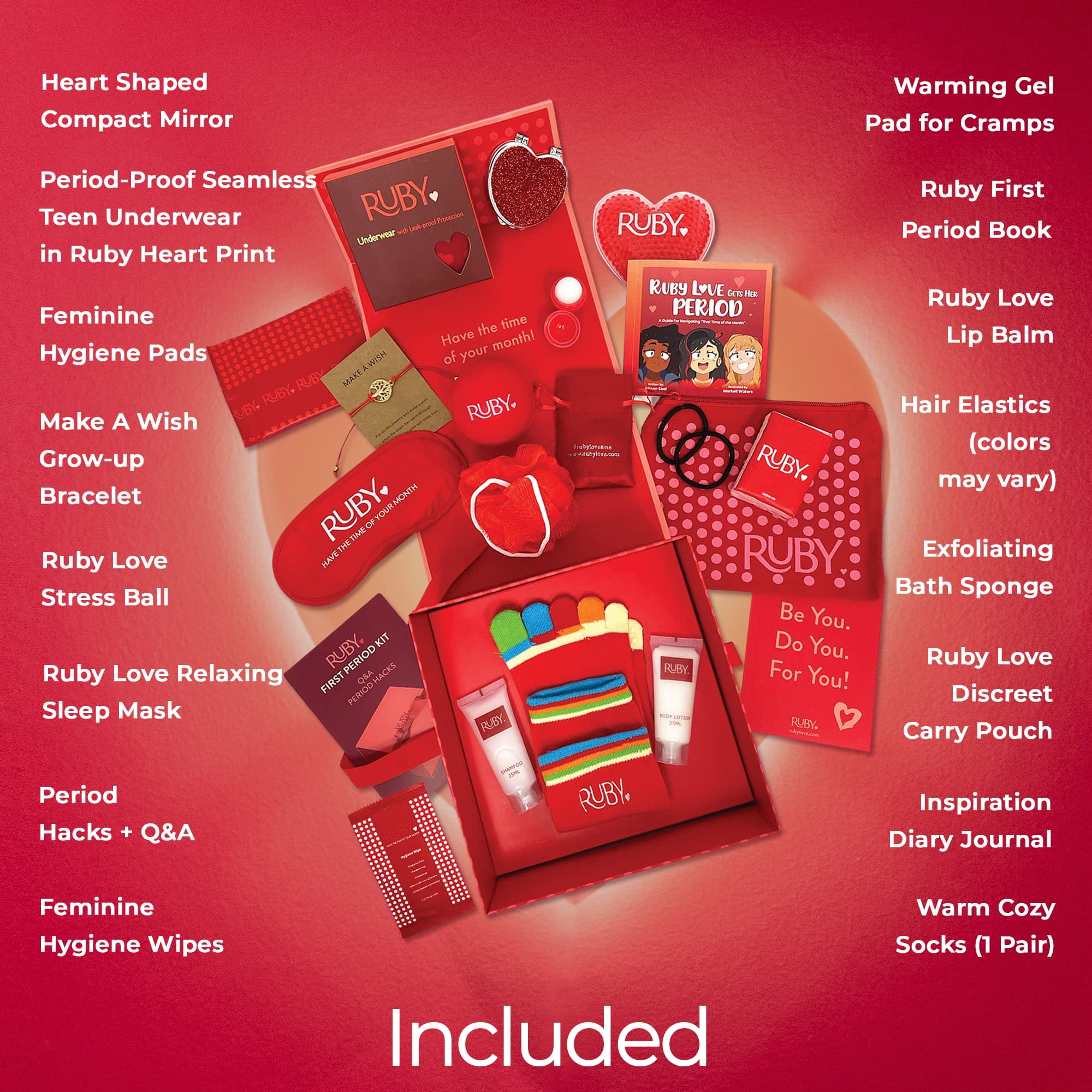 Ruby Love First Period Kit for Girls,Worry-Free Menstruation Kit for Girls,Great for Travel & Celebrations(Small),1 item