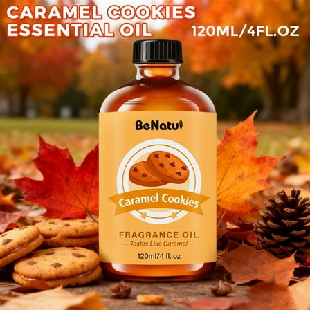 BeNatu Caramel Cookies Fragrance Oil with Dropper, 4 fl oz (120ml) Sweet Bakery Scented Oil for Diffusers, Candle Making, Soap Crafting, and Home Fragrance Use