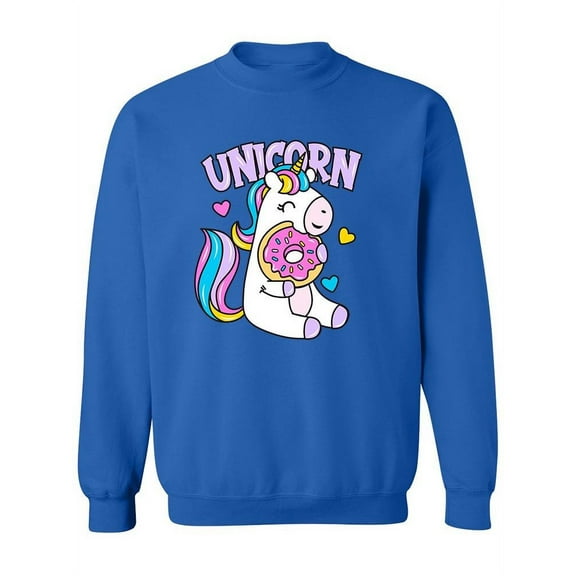 Unicorn With  A Donut Sweatshirt Women -Image by Shutterstock, Female x-Large