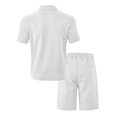 thumbnail image 5 of GERsome Mens 2 Piece Outfits Short Sleeve Button Down Shirts and Shorts Set with Pockets Summer Casual Texture Beach Tracksuits S-3XL, 5 of 7