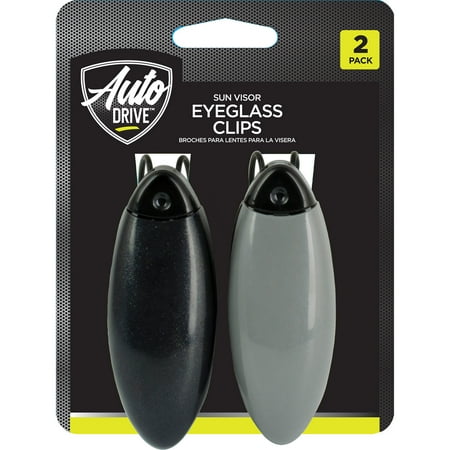 Auto Drive Plastic Visor Sunglass Eyeglass Clips, 2 Pack