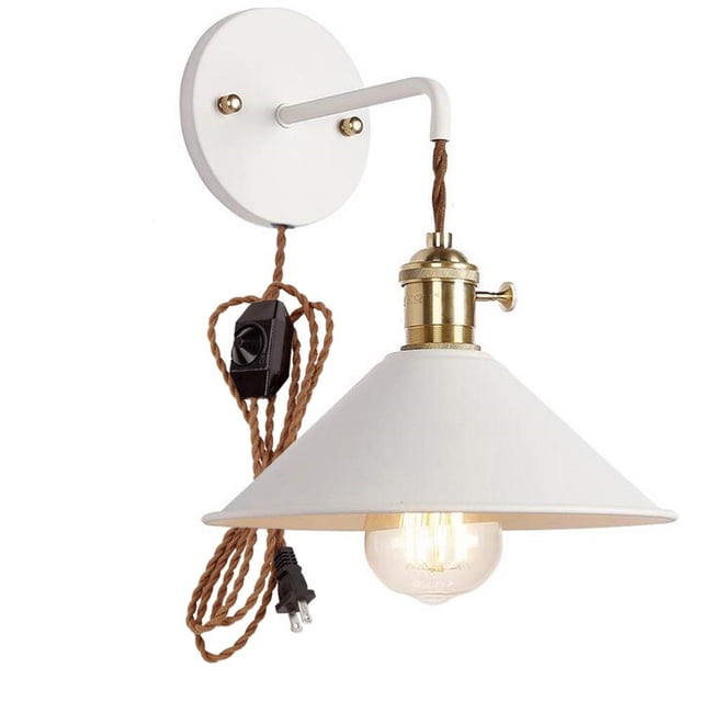 FSLIVING Macaron Wall Lamp Matte Paint Copper Holder E26 Edison Bulb Dimmable