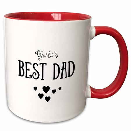 3dRose Worlds Best Dad � classic black - Two Tone Red Mug,