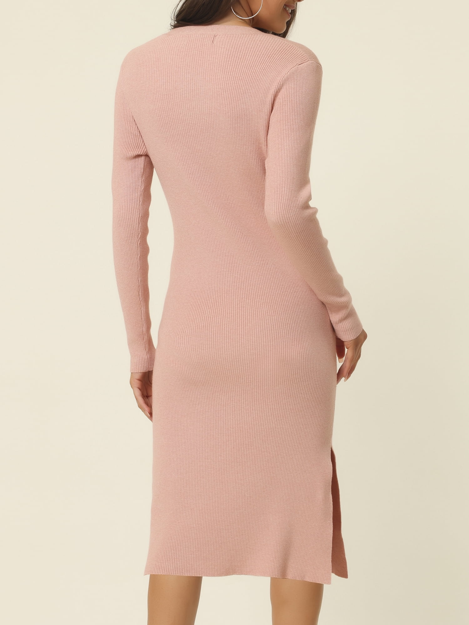 DARING DIVA Slim Fit Ribbed Knit Bodycon Sweater Dress XL Pink