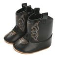 thumbnail image 6 of Gvdentm Black Boots for Girls Baby Cowboy Boots Western Boots Toddler Cowboy Bootie Soft Sole Non-Slip Crib Shoes for Boys Girls(Black,5.5), 6 of 9