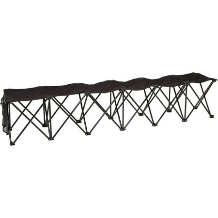 Trademark Innovations 6-Person Folding Sports Sideline Bench, Black