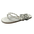thumbnail image 2 of LoyisViDion Womens Sandals Clearance Summer New Large Size Women'S Shoes Flip Flops Flat-Bottom Strap Casual Silver 8.5(41), 2 of 4