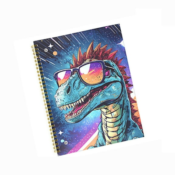 Rad Dinosaur with Sunglasses Spiral Notebook - Wide Ruled - 10.5" x 8" - 1 Subject/70 Pages
