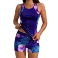 thumbnail image 4 of Xdegoge Swimsuits for Women High Neck Mid Rise Boyshorts Tankini Sets Two Piece Bathing Suits Smooth Floral Print Color Block Slimming Modest SPA, 4 of 9