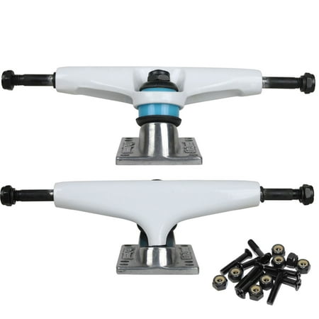 LiteZpeed Skateboard Trucks 5.25 (8.0" Axle) White Silver PAIR + FREE