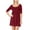 Burgundy, variant on Women's Scoop Neck 3/4 Sleeve Relaxed Fit Babydoll Mini Dress