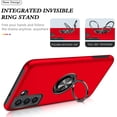 thumbnail image 5 of Shockproof Case for Samsung Galaxy S21 5G, [Built-in Camera Cover] Military Grade Phone Case Cover with Embedded Metal Ring Stand Kickstand [Support Magnetic Car Holder] for S21, Red, 5 of 7