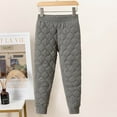 thumbnail image 2 of Lenpel Girls Boys' Winter Clothes Cotton Solid Color Quilted Thermal Underwear Bottoms Thick Warm Base Layer Pants, 2 of 5