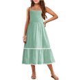 thumbnail image 2 of Arshiner Girls Spaghetti Strap Dress Tiered Cami Maxi Sundress with Pockets | Girls Summer Dresses for Kids 6-14 Years, 2 of 5