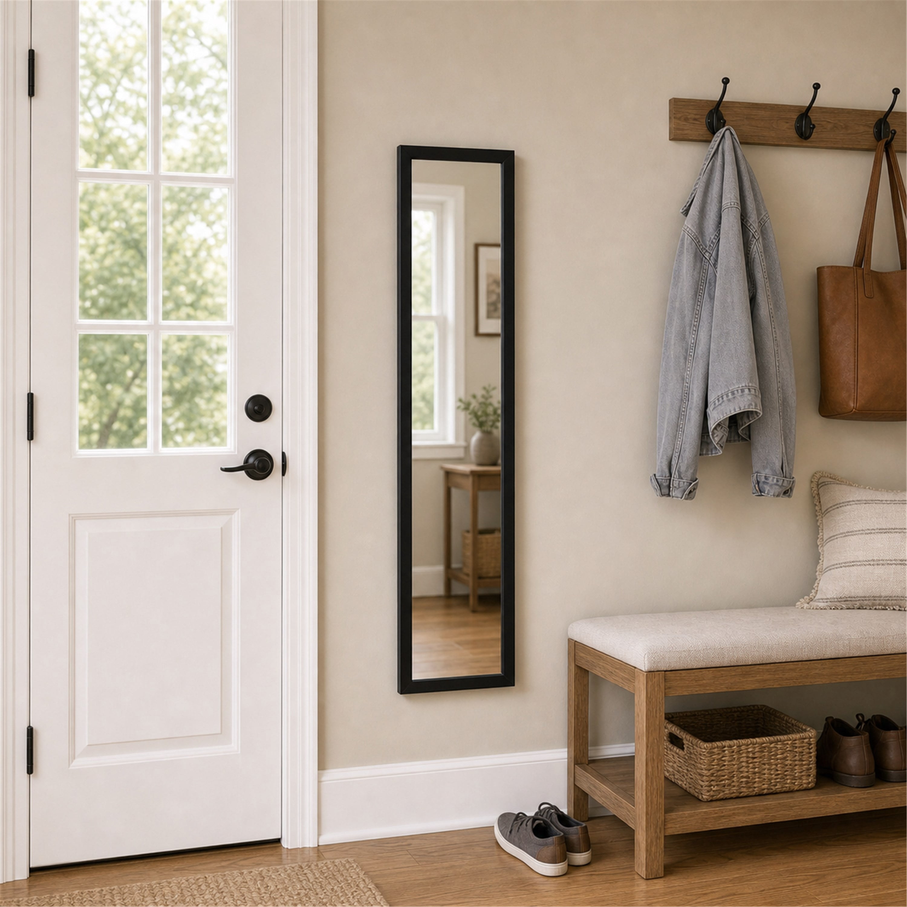 Mainstays 13x49 Black Rectangle Large Wall Mirror for Bathroom or Living Room
