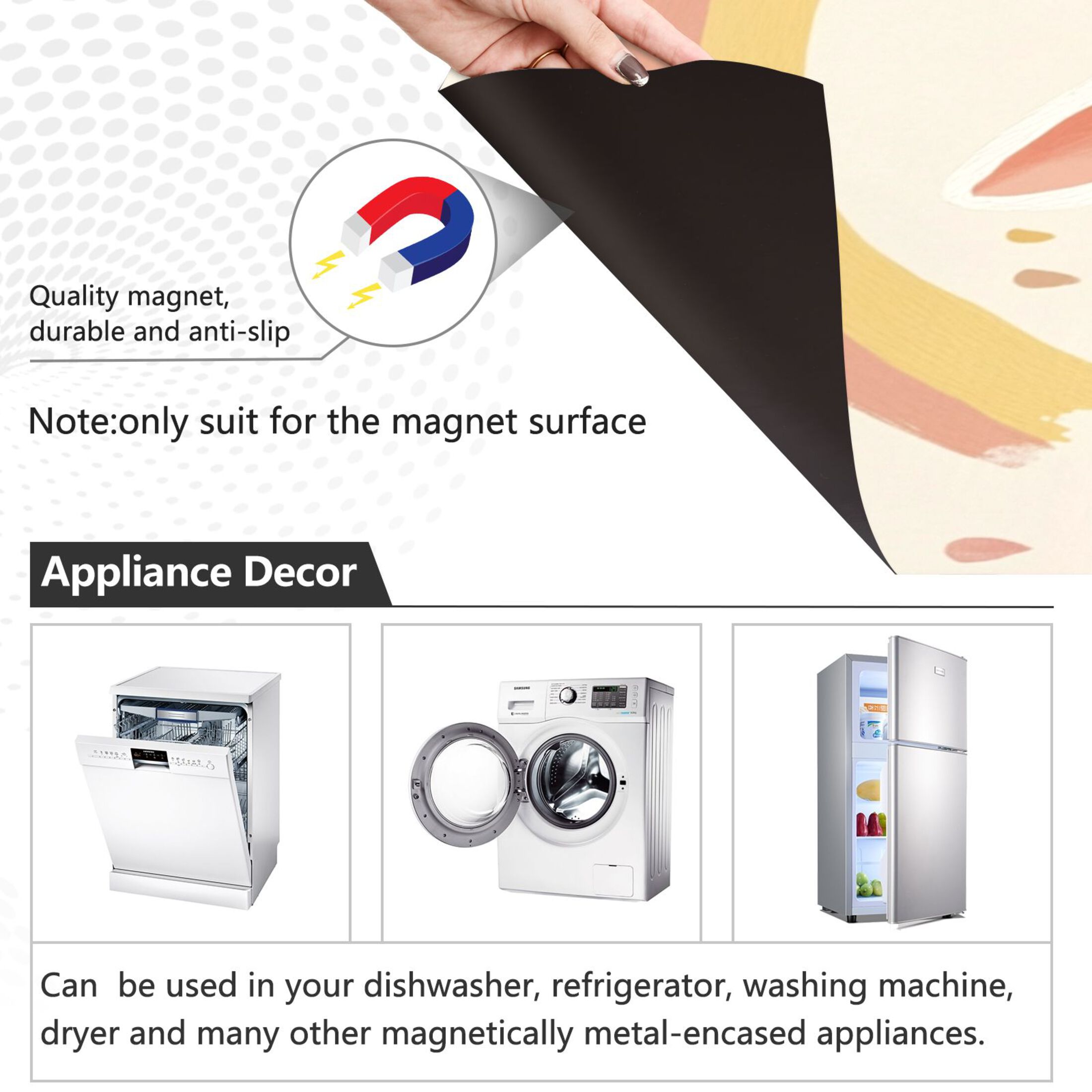 Dishwasher Magnetic Sticker 23x26 Inch Refrigerator Magnetic Sticker Washing Machine Magnetic Sticker Kitchen Panel Magnetic Sticker Home Decor Rainbow Cute Rabbit
