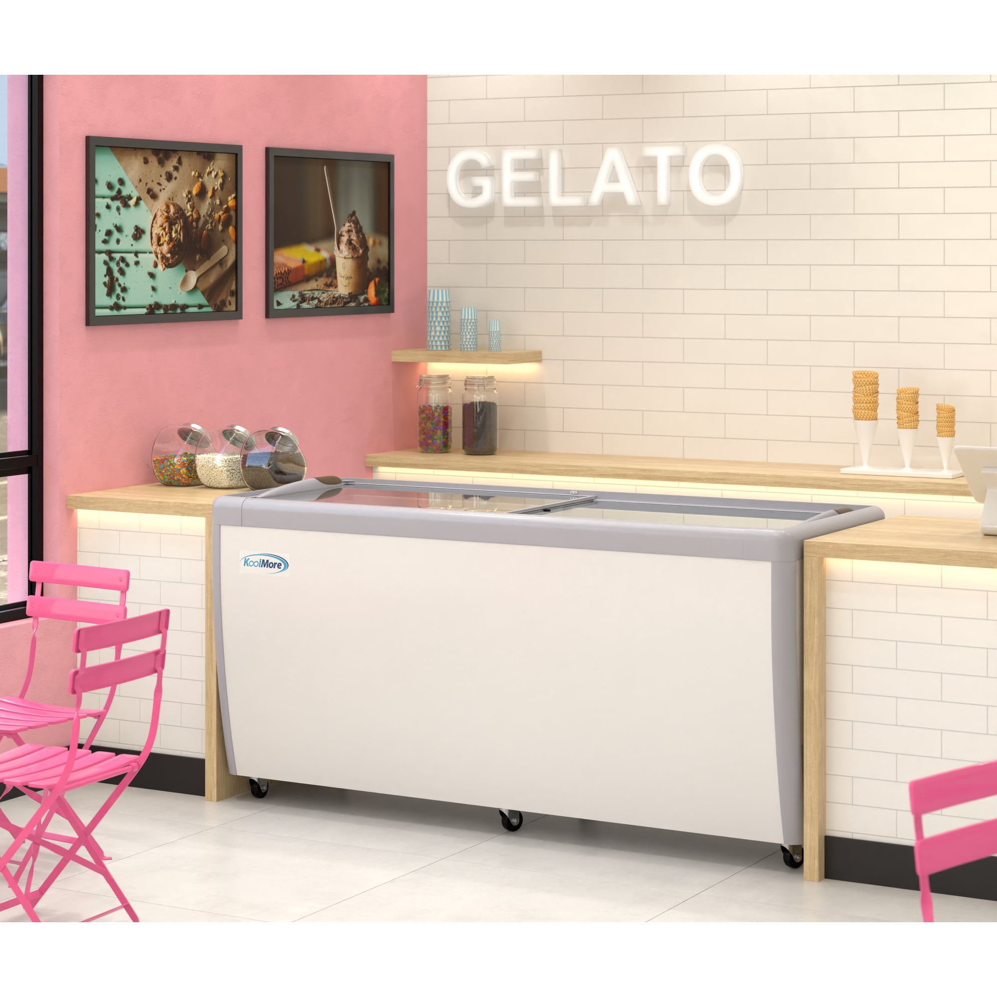 70 in. Gelato Dipping Cabinet Display Freezer with Sliding Glass Door, 20 cu. ft. KM-GDC-71SD