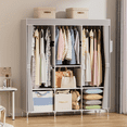 thumbnail image 2 of YOUPINS Clothes Closets and Dorm Storage Adult Portable 8-Shelf 2-Pockets Closet Organizer Set with Portable Closet with Cover Clothes Rack, Gray, 2 of 8