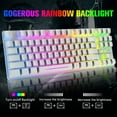 thumbnail image 2 of Wireless Gaming Keyboard and Mouse Combo with 87 Key Rainbow LED Backlight Rechargeable 3800mAh Battery Mechanical Feel Anti-ghosting Ergonomic Waterproof RGB Mute Mice for Computer PC Gamer (White), 2 of 8